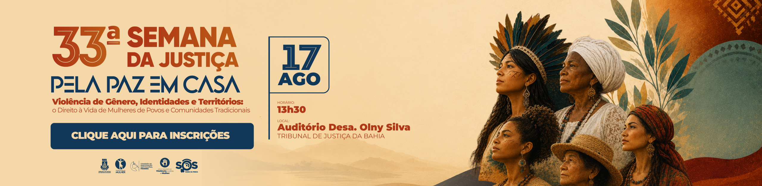 Imagem 2 de caroussel de Banner com título 33ª Semana da Justiça pela Paz em Casa