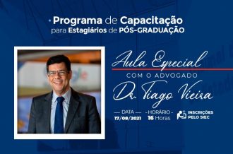 Próxima aula da capacitação para estagiários de pós-graduação de Direito ocorre dia 17/08; inscrições abertas  