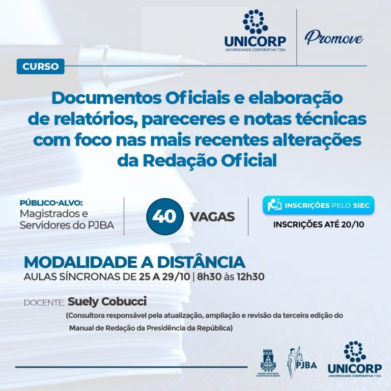 Curso Redação Oficial: Unicorp registra procura quatro vezes maior do que a quantidade de vagas oferecidas  