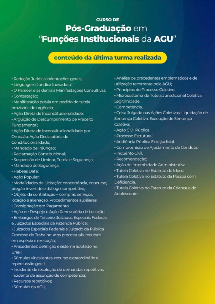 TJBA informa: Escola Superior da Advocacia-Geral da União oferece vagas em capacitação para servidores públicos   