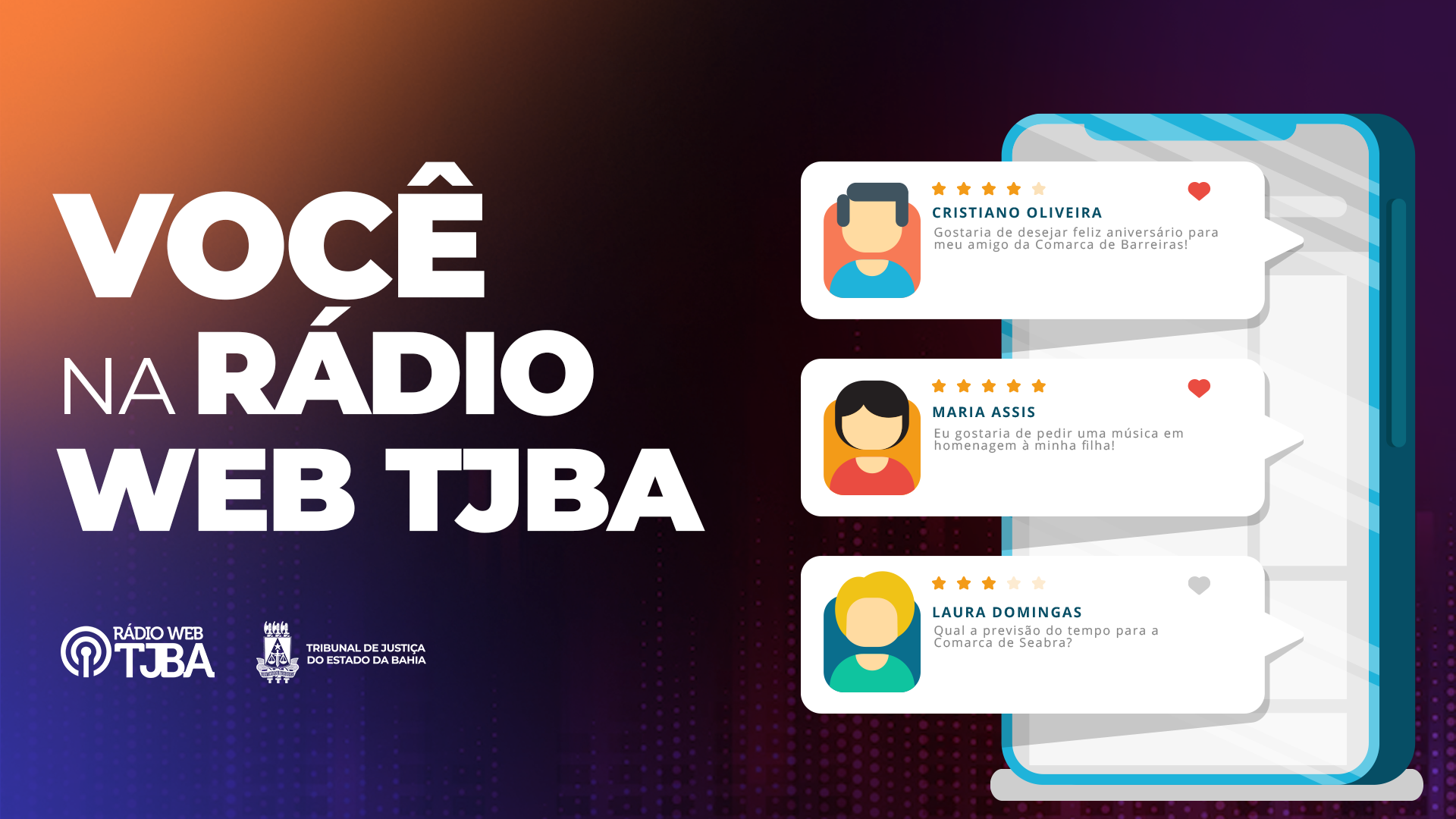 “Você na Rádio Web TJBA”: faça um pedido de música ou mande uma mensagem para seus colegas    