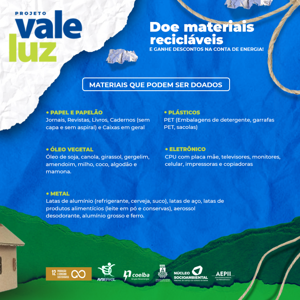 Projeto Vale Luz estaciona caminhão de coleta no TJBA na segunda-feira (30)   