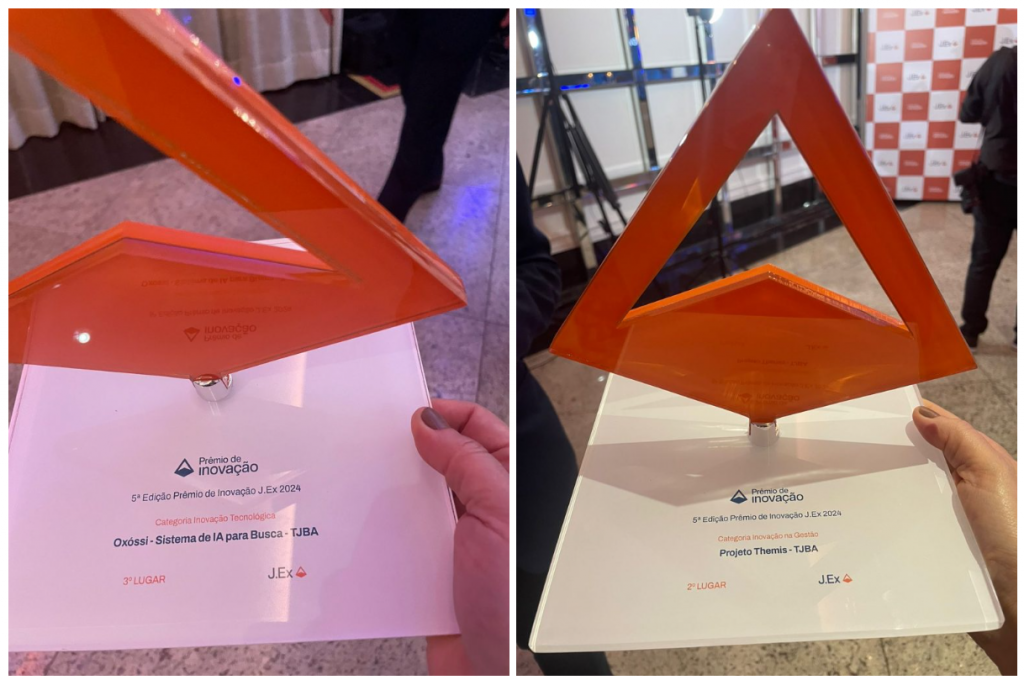 Presidente do TJBA conquista o 1º lugar na categoria Liderança Exponencial do Prêmio de Inovação J.Ex 2024; Robô Themis e Sistema Oxóssi também foram premiados   