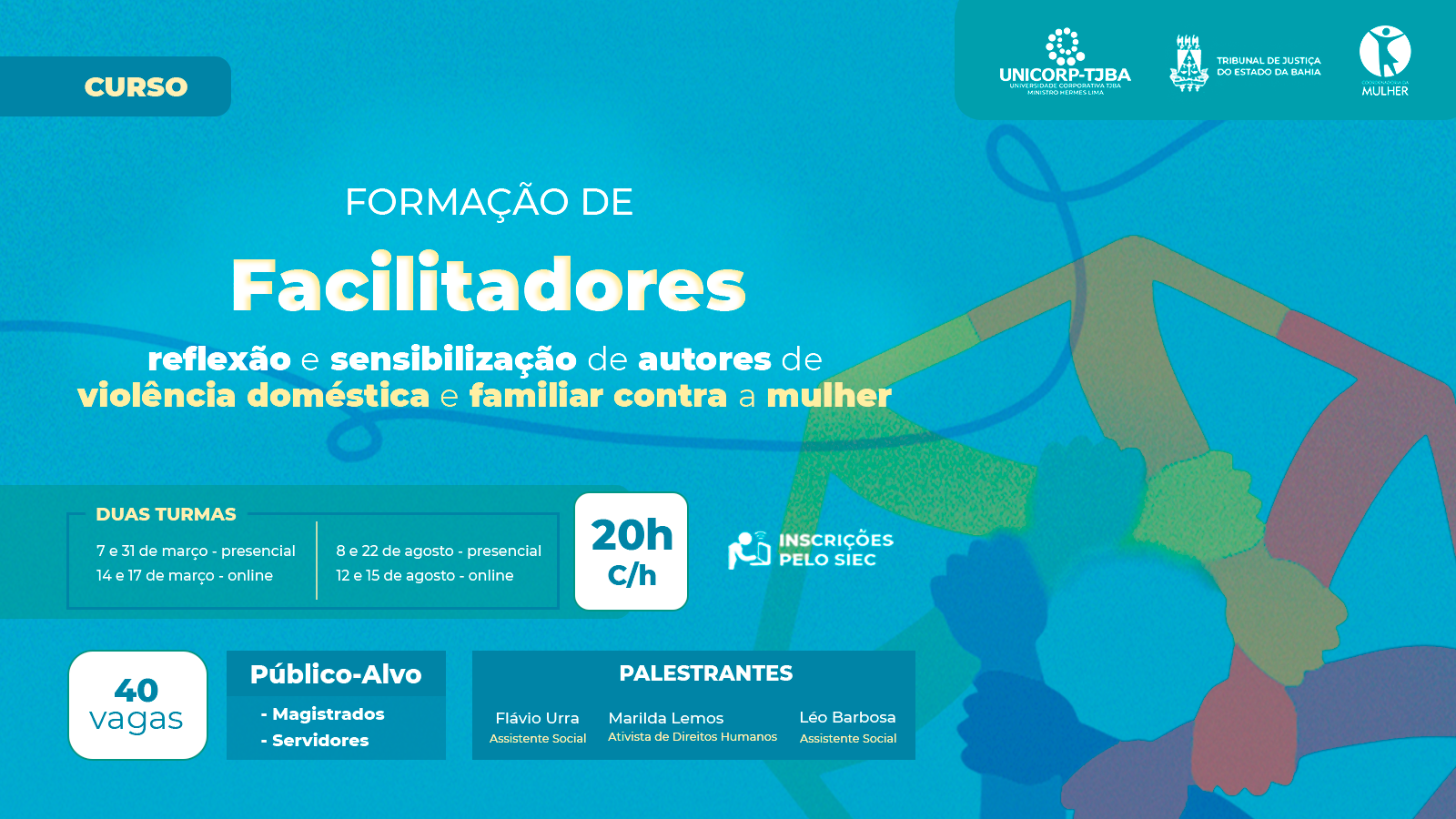 Inscrições abertas, até 06/03, para o curso “Formação de facilitadores – reflexão e sensibilização de autores de violência doméstica e familiar contra a mulher”    