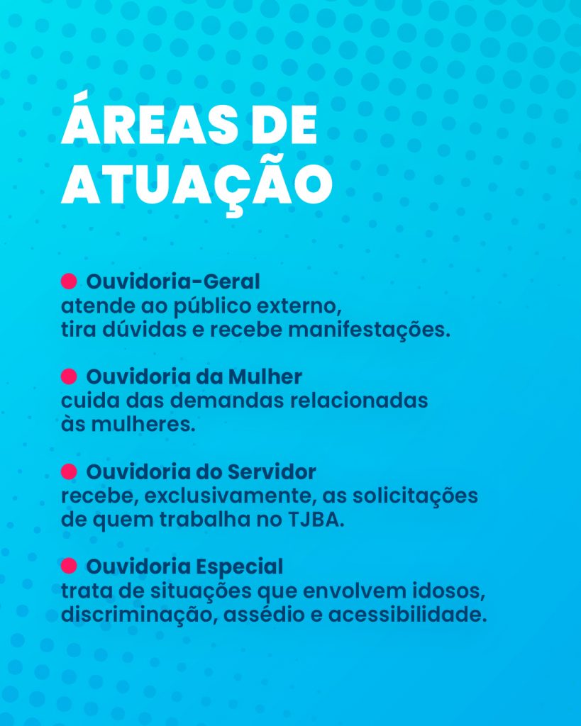 Ouvidoria do TJBA possui quatro áreas de atuação; conheça cada uma delas    