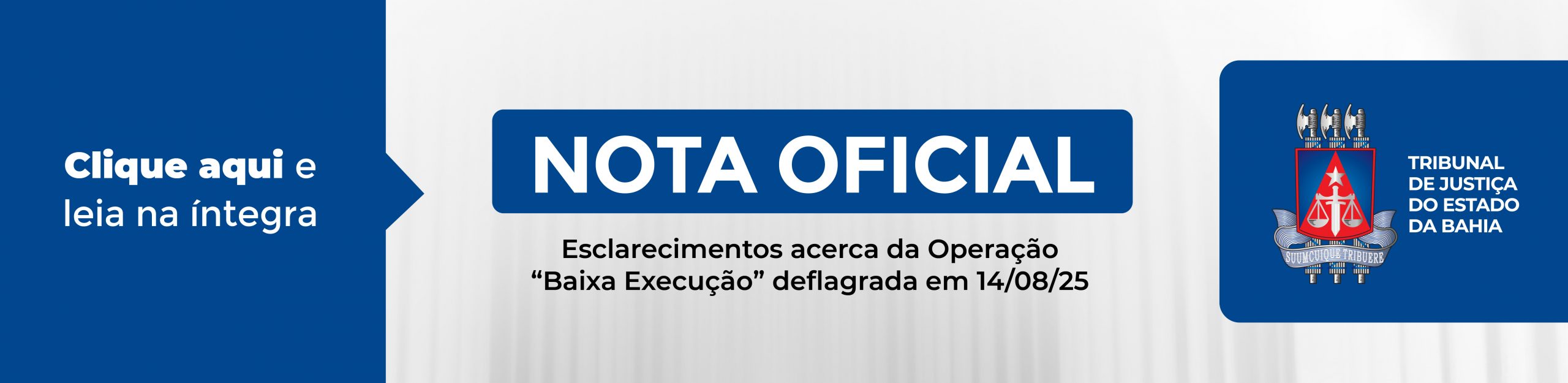 Imagem de banner com título Nota Operação Baixa Execução – 14-08-25