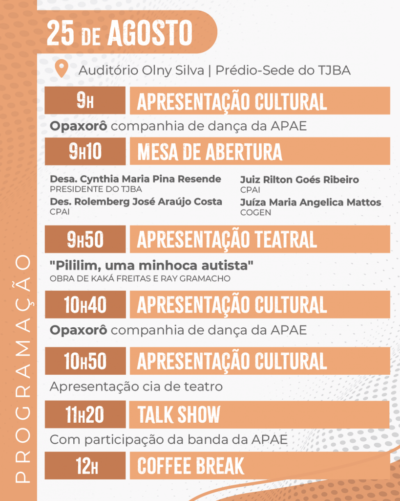 TJBA promoverá seminários, rodas de conversa e oficinas durante a Semana Nacional da Pessoa com Deficiência, de 25 a 29 de agosto   