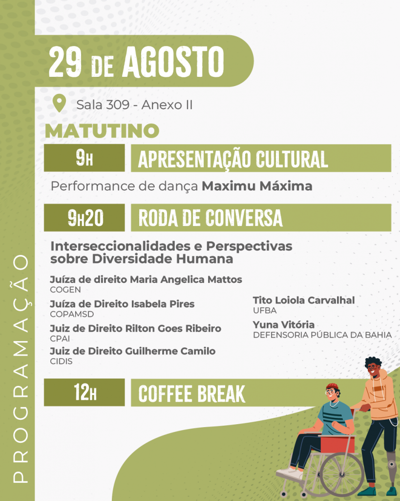 TJBA promoverá seminários, rodas de conversa e oficinas durante a Semana Nacional da Pessoa com Deficiência, de 25 a 29 de agosto   
