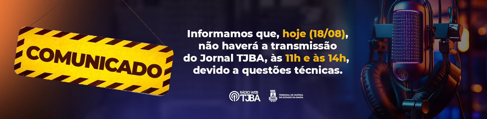 Imagem de banner com título radio web – comunicado 18/08