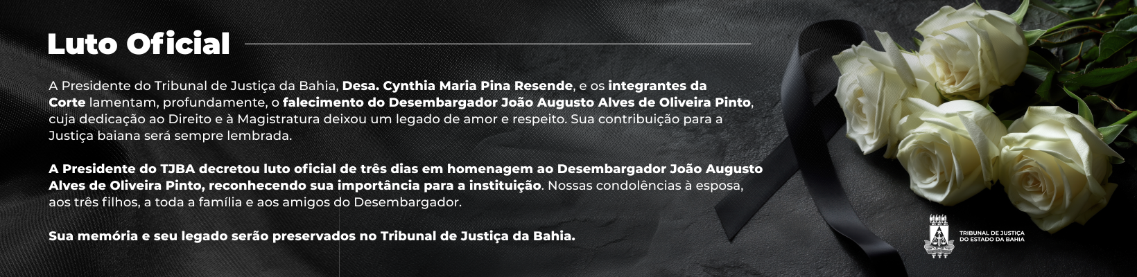 Imagem de banner com título Luto Oficial