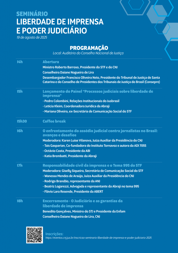 CNJ promove Seminário Liberdade de Imprensa e Poder Judiciário   