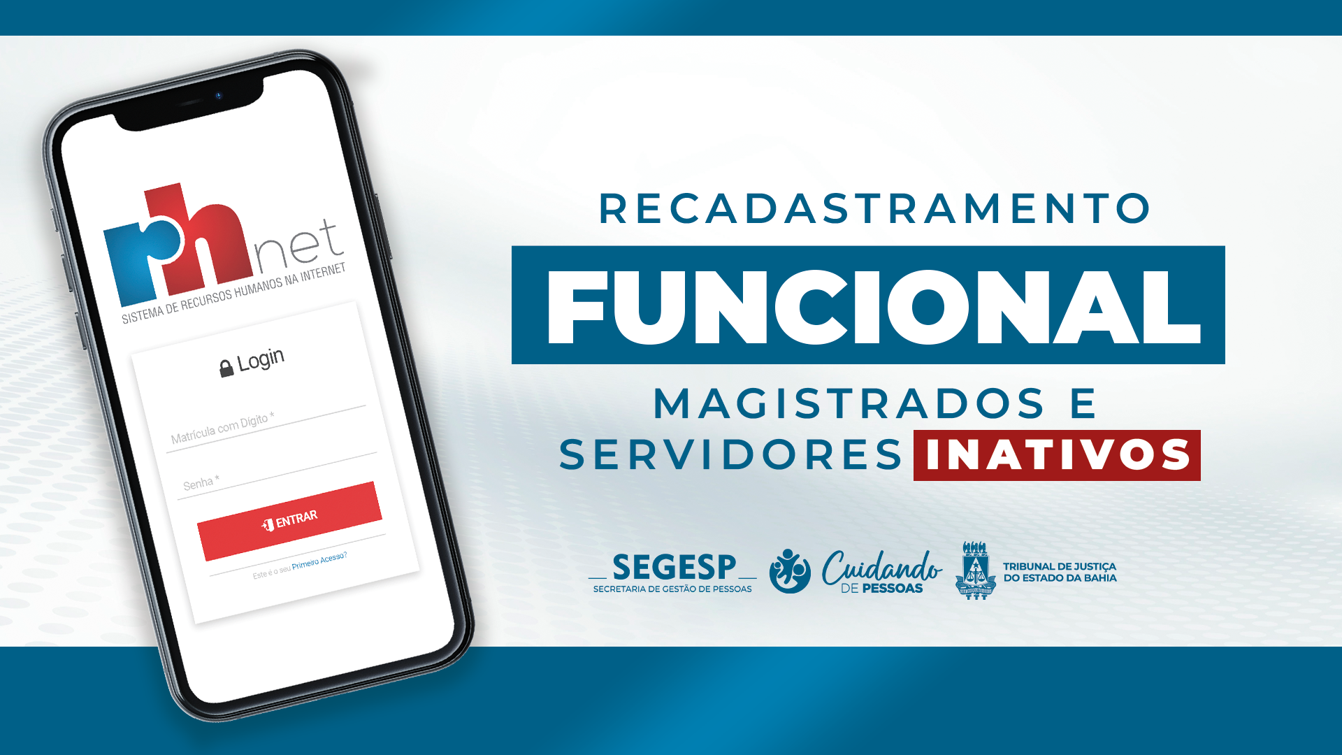 Recadastramento funcional de Magistrados e Servidores inativos tem início no dia de 1º de outubro   