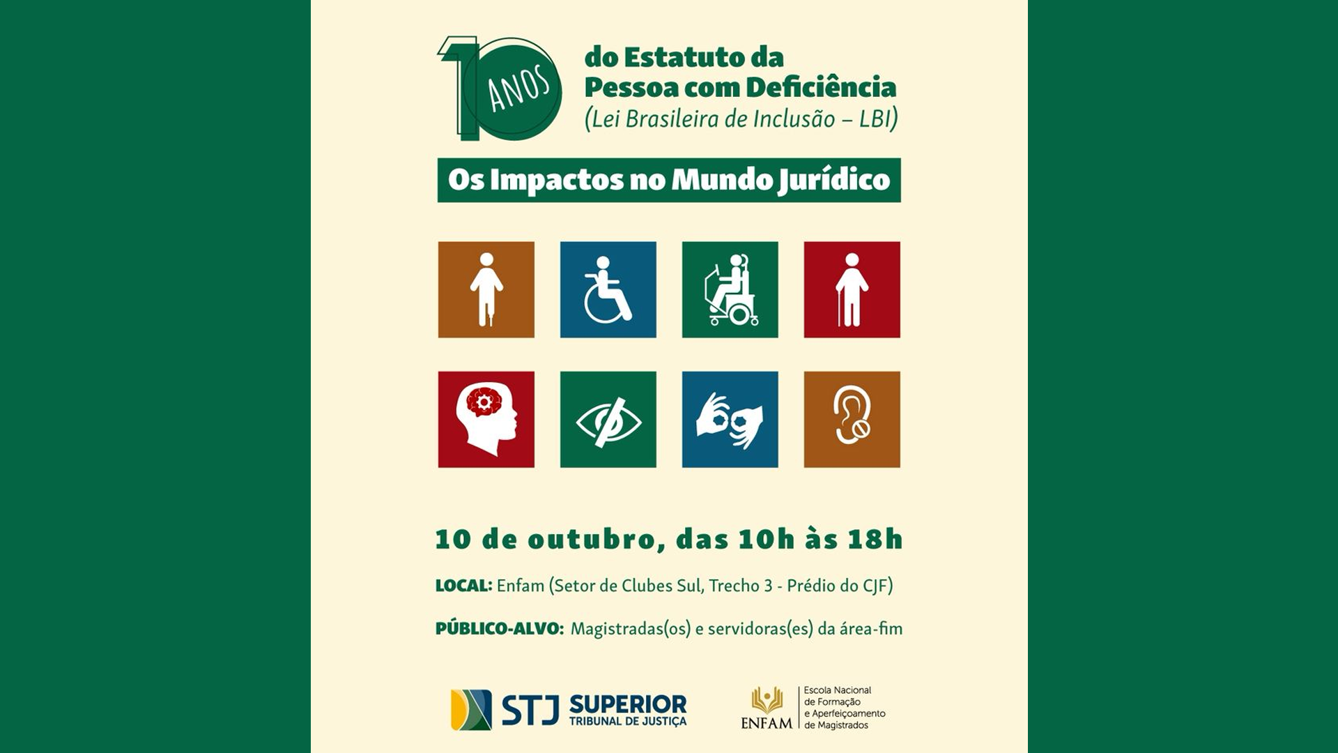 Juíza do TJBA palestra em evento do STJ que celebra os 10 anos do Estatuto da Pessoa com Deficiência   