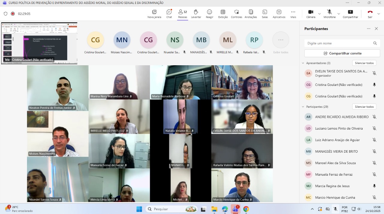 Gestores das comarcas do interior participam de curso sobre política de prevenção e enfrentamento do assédio e da discriminação   