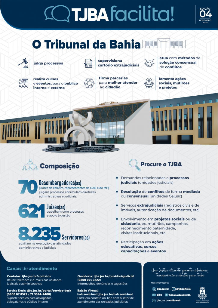TJBA facilita! Principais competências do TJBA são apresentadas no informe exclusivo para o Canal do Instagram   