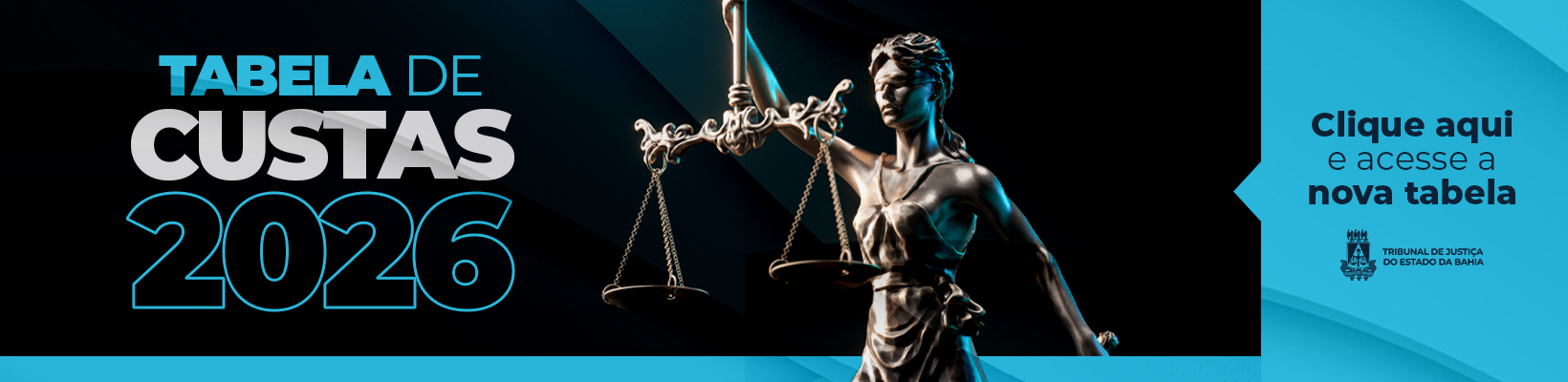 Imagem de banner com título TABELA DE CUSTAS 2026