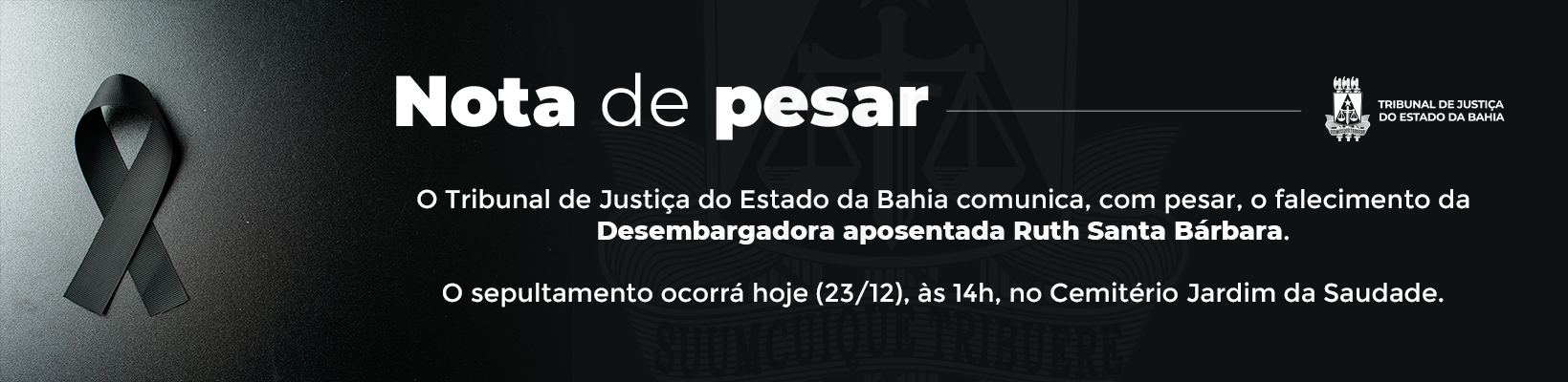 Imagem de banner com título Nota de Pesar – Desembargadora Ruth Santa Bárbara
