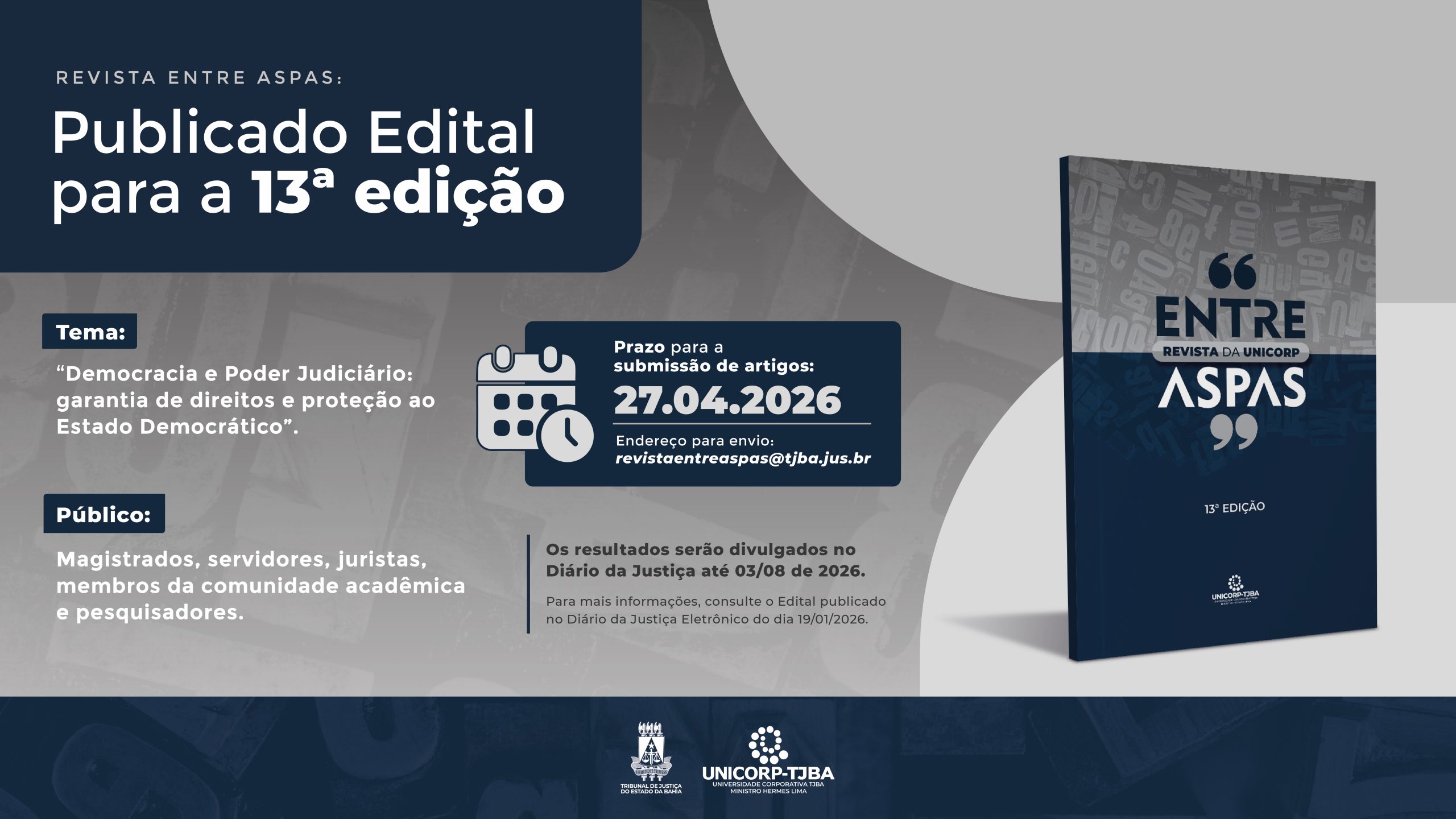 Revista Entre Aspas seleciona artigos jurídicos e boas práticas para publicação na 13ª edição; inscreva-se   