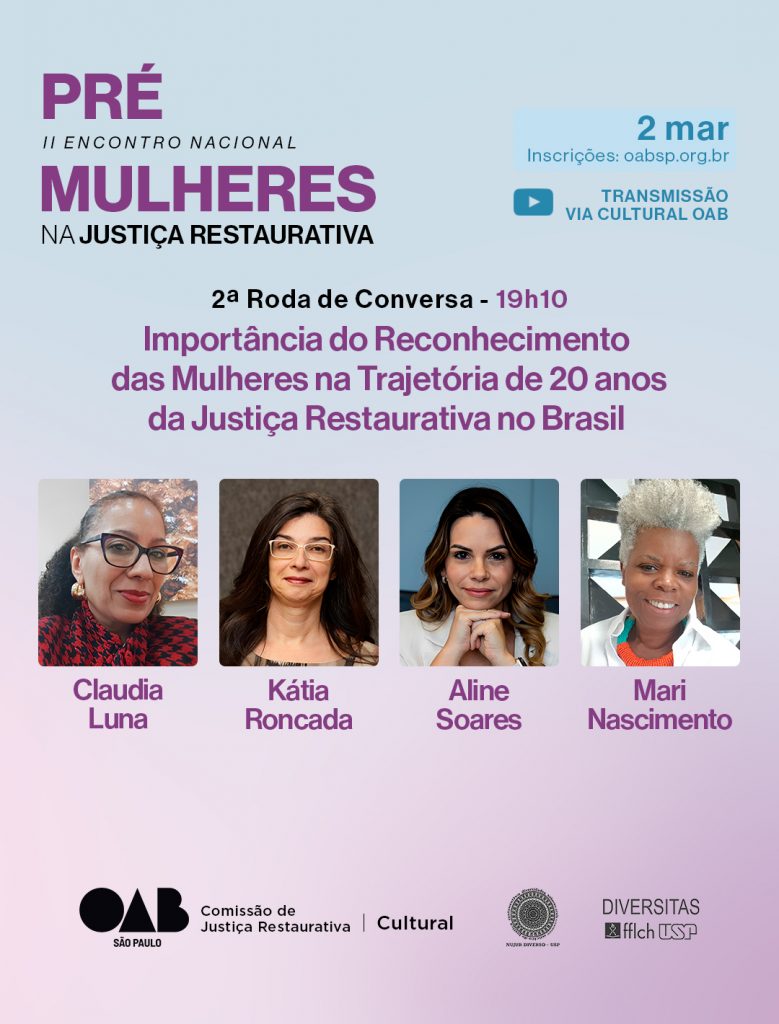 Prévia do II Encontro Nacional de Mulheres na Justiça Restaurativa acontece no dia 2 de março