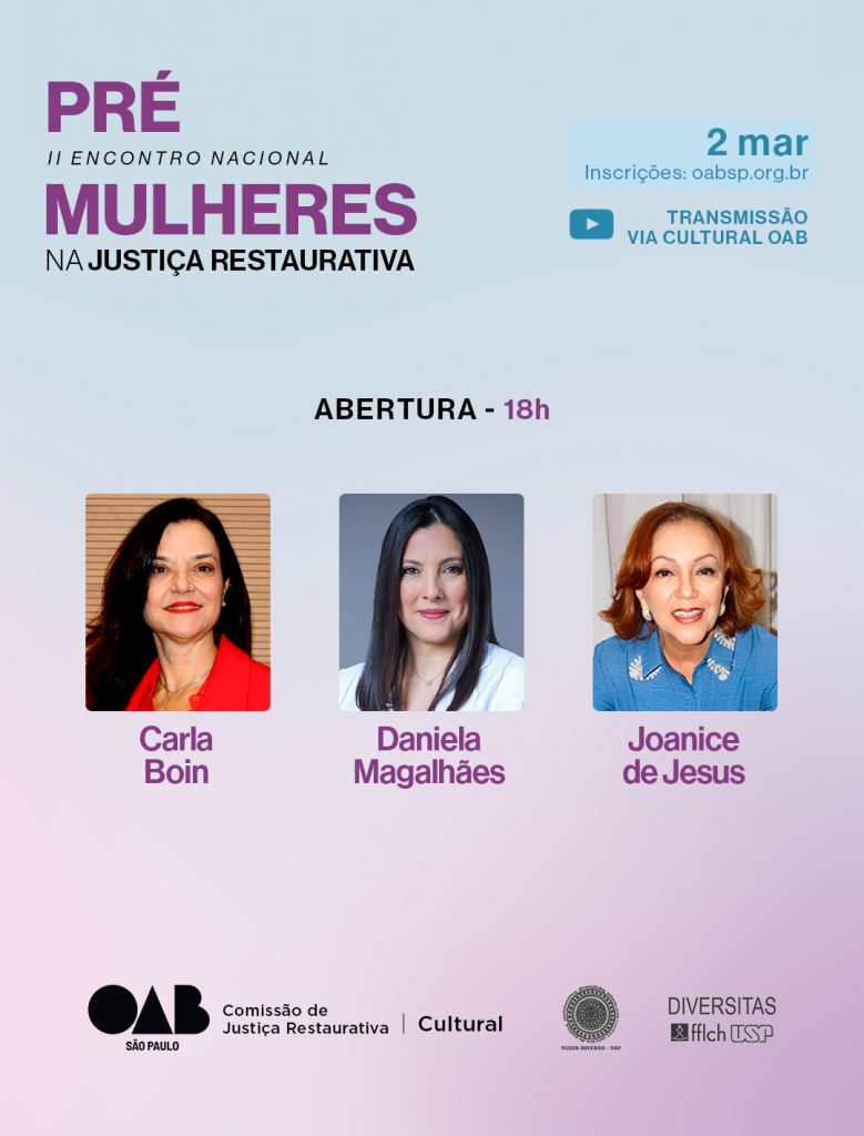 Prévia do II Encontro Nacional de Mulheres na Justiça Restaurativa acontece no dia 2 de março