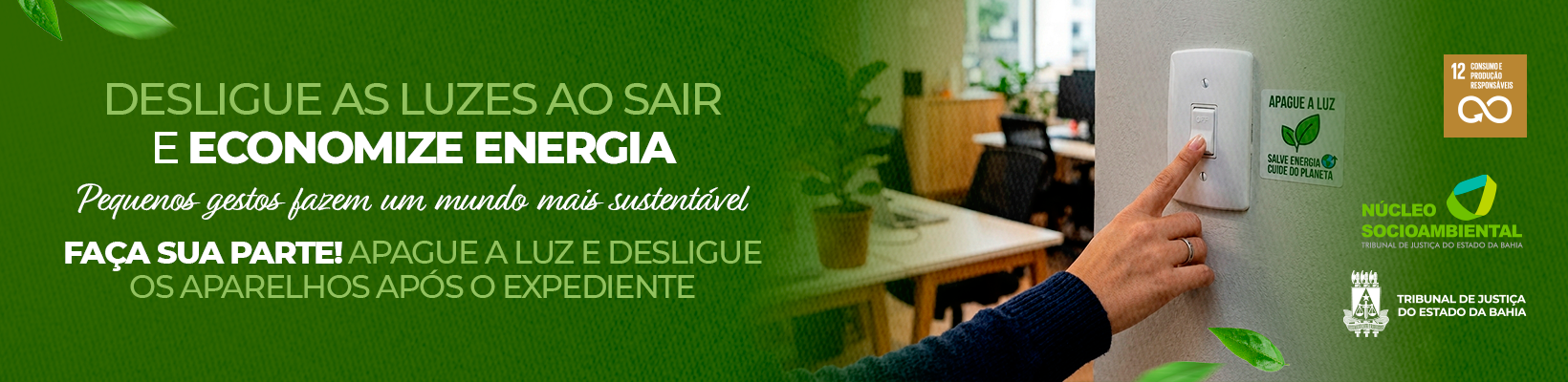 Imagem de banner com título Desligue as Luzes ao Sair – Núcleo Socioambiental