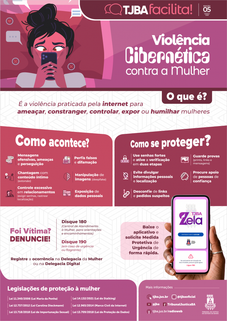 Canal TJBA facilita! Informativo destaca formas de proteção da ciberviolência contra a mulher