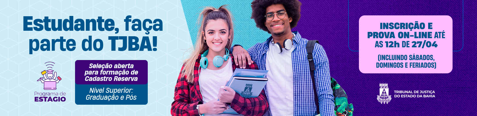 Imagem de banner com título Campanha – Estágio Nível Superior e Pós