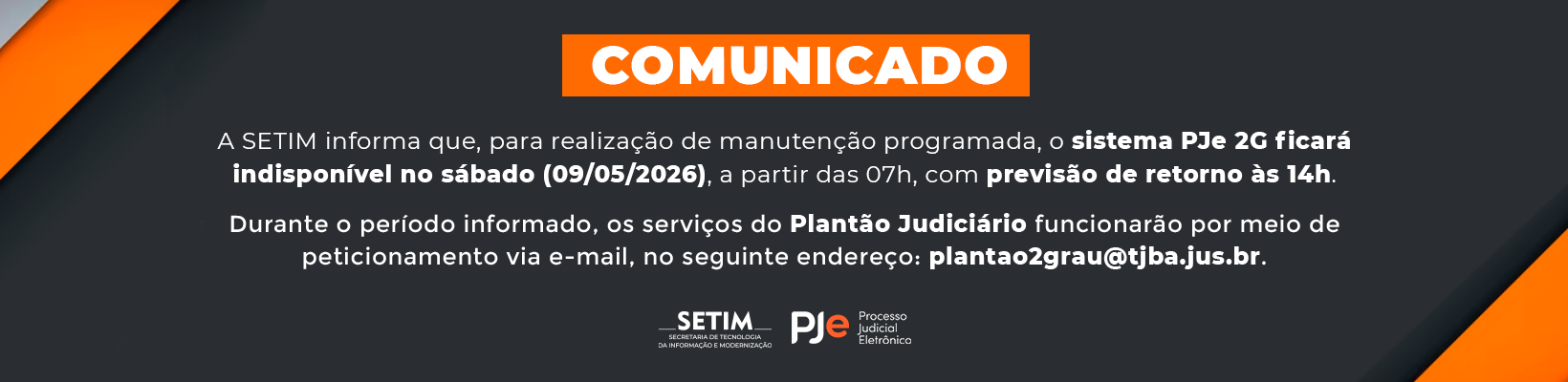 Imagem de banner com título Manutenção PJe – 09/05/26