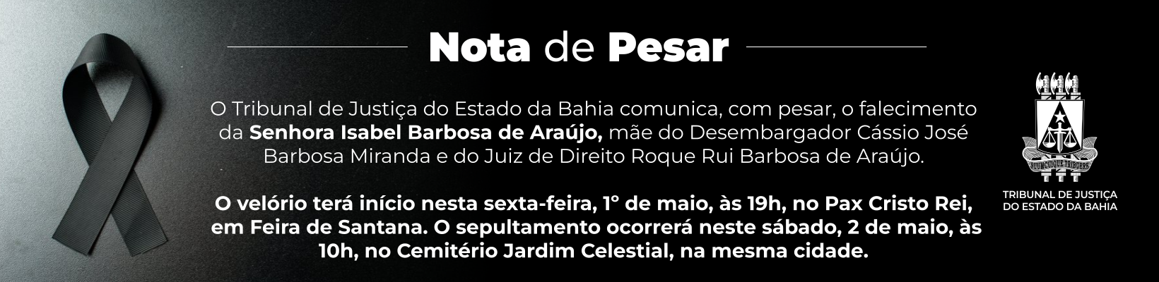 Imagem de banner com título Nota de Pesar