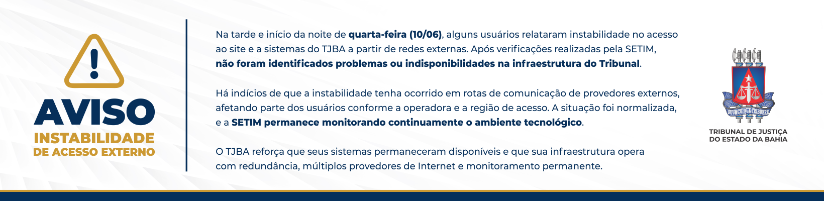 Imagem de banner com título Instabilidade portal