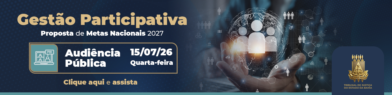 Imagem de banner com título Audiência Pública – Gestão Participativa