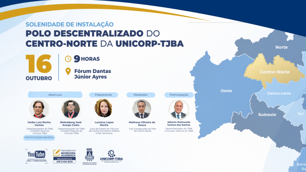 TJBA inaugura Polo Descentralizado da Unicorp em Irecê no dia 16 de outubro