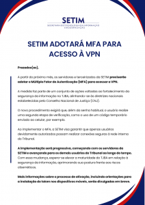 SETIM adotará MFA para acesso à VPN
