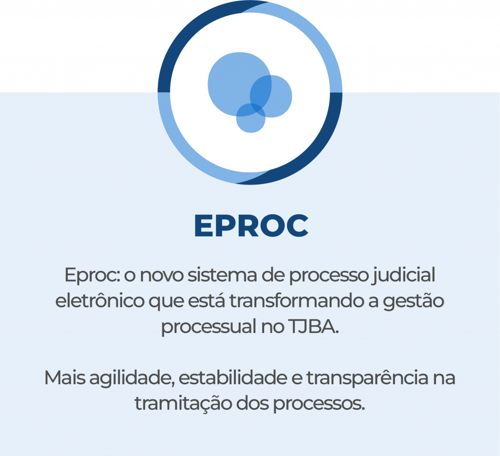 Banner do eproc, novo sistema de processo judicial eletrônico do Tribunal de Justiça da Bahia, voltado à modernização da gestão processual, com foco em agilidade, estabilidade e transparência na tramitação de processos.
