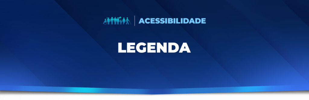 Banner em tons de azul com ícones de pessoas representando diversidade e inclusão no topo a palavra ACESSIBILIDADE ao lado dos ícones. Ao centro, lê-se “AUDIODESCRIÇÃO”.[Fim da descrição].