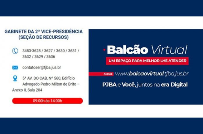 BALCÃO VIRTUAL NO GABINETE DA 2ª VICE-PRESIDÊNCIA (SEÇÃO DE RECURSOS)